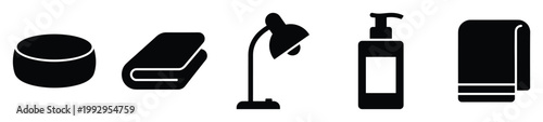 Household and bathroom essential item icons suitable for graphic design projects and product catalogs