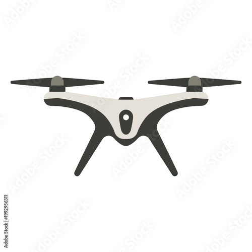 Flat illustration of a military drone, representing surveillance, modern warfare, unmanned aerial technology, and remote controlled aviation systems.