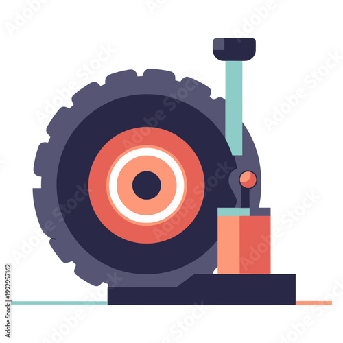 Illustration of a car tire with air hose, representing vehicle maintenance, inflation, repair services, and automotive care.