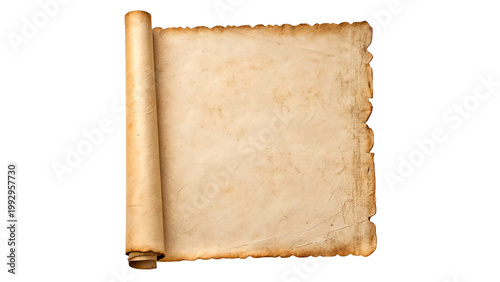 Foto Old scroll with curled edges showing a blank surface ready for writing or drawin