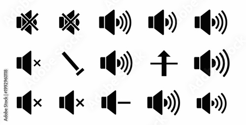 Tableau sur toile Black icons for sound and volume control.