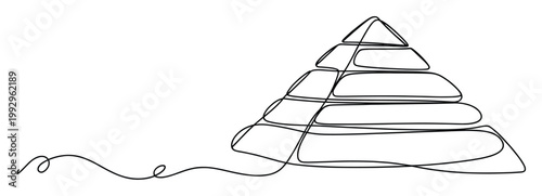Abstract continuous line art of a layered pyramid signifying progression and structure for modern graphic projects.