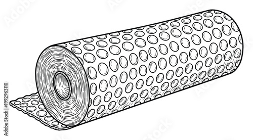 Roll of protective bubble wrap packaging material for safe shipping and moving of fragile items