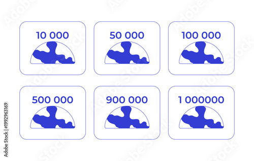 Population counters line style dashboard element set. Numeric metrics. Global statistics. Earth data. Blue monochromatic UI components. Data visualization. Web and app interface. Visual indicator pack