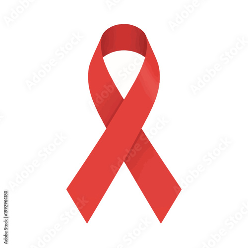 Red awareness ribbon for HIV AIDS support, heart disease prevention, stroke awareness, and substance abuse education, isolated on white background for health campaigns and medicine