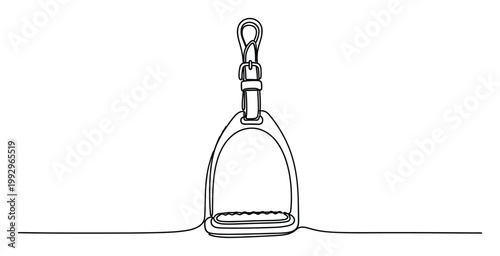Simple continuous line drawing of a stirrup representing equestrianism, ideal for sports branding and educational materials.