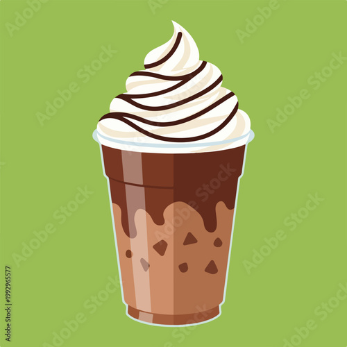 Chocolate Frappuccino with Whipped Cream Vector Illustration