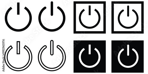  power button icon On Off symbol. Power switch button sign. start and stop button template design vector illustration with white background EPS10