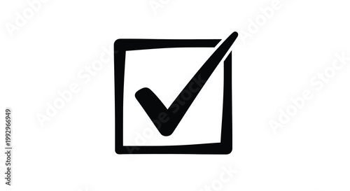 Photos A simple black and white graphic depicts a square checkbox containing a prominen