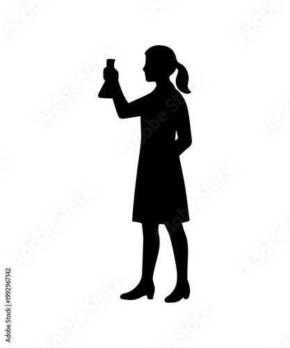 Woman scientist silhouette in a lab with test tubes