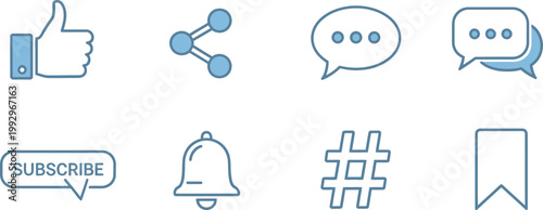 Social media icons set likes shares messages and notifications
