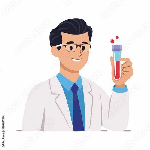 Scientist Holding Blood Sample Test Tube