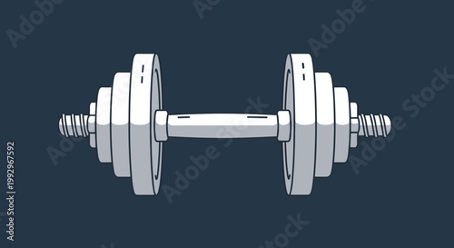 Heavy adjustable dumbbell for bodybuilding and weightlifting is shown in a clean line art style against a dark grey background.