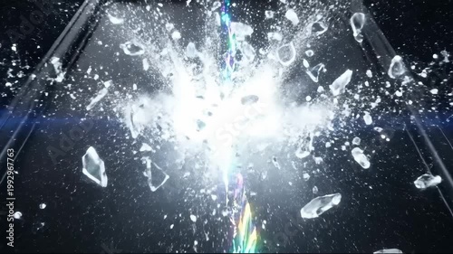 Abstract Colorful Light Beam Shatters Glass Effect