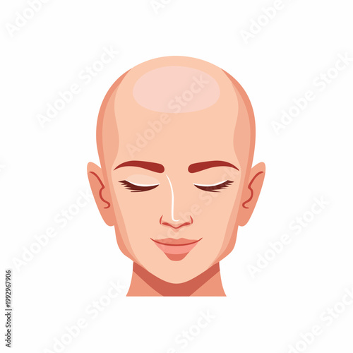Bald Woman Face with Closed Eyes