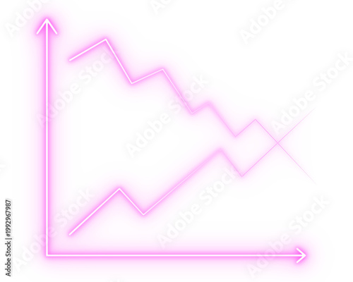 Cuadro en lienzo pink neon growth arrow chart png transparent background, glowing line graph arro
