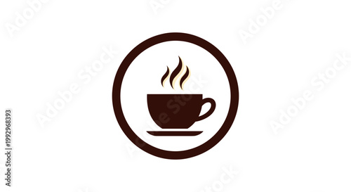 Steaming cup of coffee logo.
