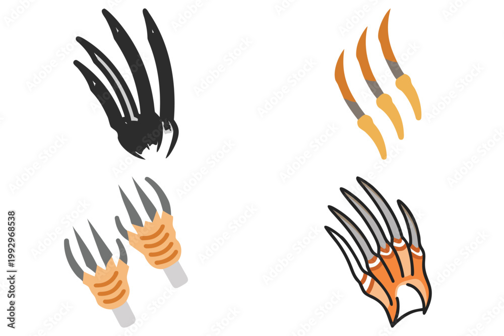 Fototapeta premium Fierce Tiger Claws Vector Illustration - Aggressive Animal Graphic