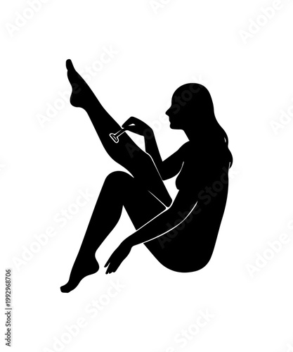 Woman shaving leg for smooth skin hygiene