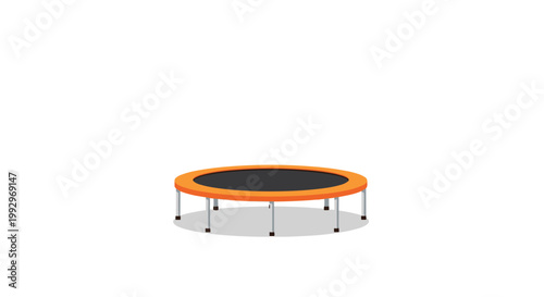 Small round fitness trampoline with orange frame and black jumping mat for home exercise and kids fun activities.