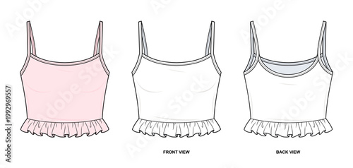 Foto Ruffle Hem Camisole Top Technical Fashion Illustration