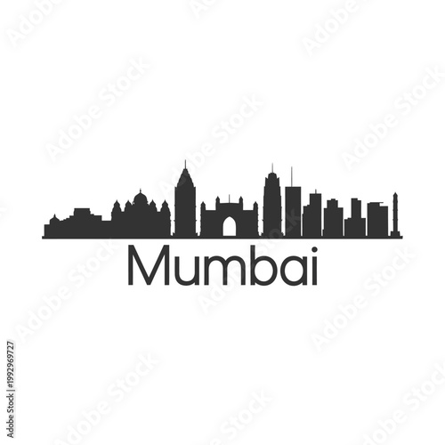 Silhouette of mumbai skyline with the city s name prominently displayed