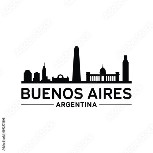 Buenos Aires skyline illustration with city name and country below