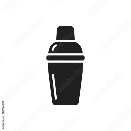 Simple black silhouette of a classic cocktail shaker isolated on white