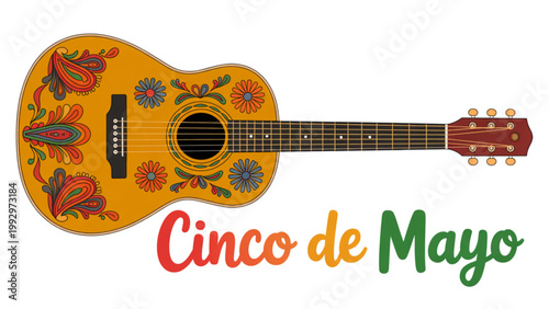 Vintage guitar with cinco de mayo design