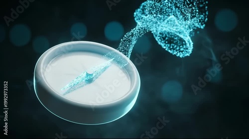 Digital Particles Swirl Around a Glowing Compass