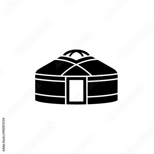 Yurt Traditional Dwelling Black Silhouette Icon Graphic Illustration
