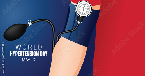 World Hypertension Day Blood pressure awareness concept on white isolated healthcare campaign vector background