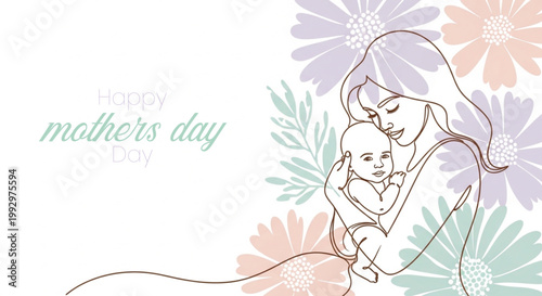 Mother's day illustration a tender moment of maternal love 