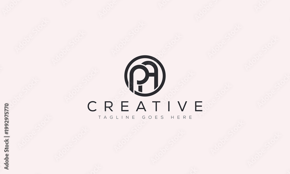 Fototapeta premium Minimalist circular monogram logo design featuring pa letters, monogram