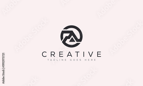 Geometric letter pa logo design in rounded badge with alphabet, monogram
