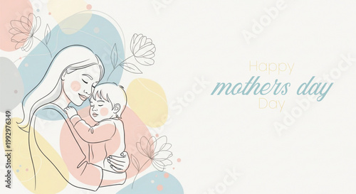 Mother's day illustration a tender embrace and artistic watercolor style