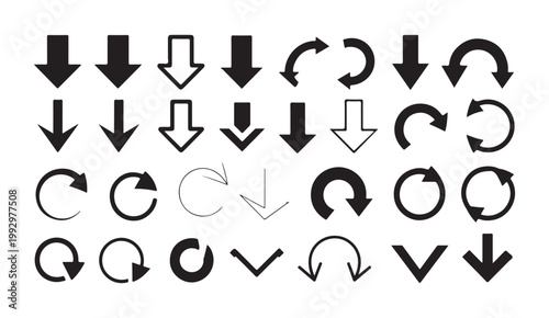 Collection of diverse arrow icons pointing in various directions and styles for design.