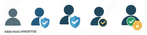 Secured user profile status icons showing verified shield and lock symbols for identity protection.