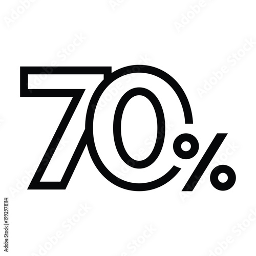 70 percent discount number in linear outline style