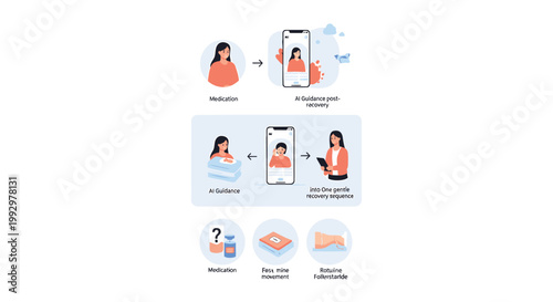 Mobile phone, woman using smartphone, online shopping, ecommerce icons, digital illustration, vector graphics