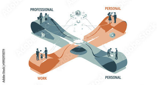 Work-Life Balance, Professional Personal Life, Harmony, Vector Icons