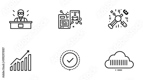 Modern Technology Icons Set: Clean, minimalist vector icons depicting various modern technologies, suitable for diverse digital applications and informational purposes.