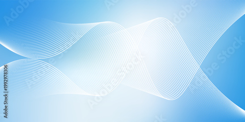 Abstract white wavy glowing lines on a blue background. Futuristic digital high-technology pattern. Health Care concept. Vector illustration