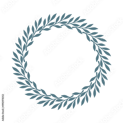 Minimalist botanical wreath with delicate leafy branches in a circular frame. Elegant and natural, ideal for invitations, logos, and branding.