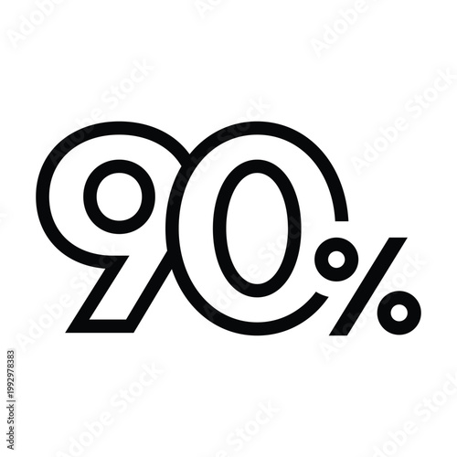 90 percent discount number in linear outline style