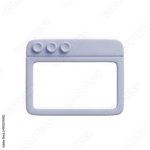 White three dimensional browser window frame with buttons on top header border.