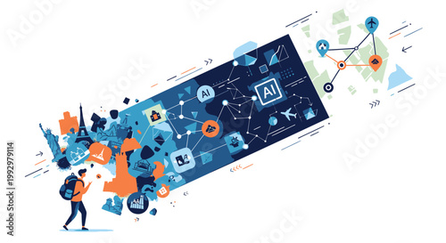 Artificial Intelligence, Technology, Business, Innovation, AI icons, Vector graphics