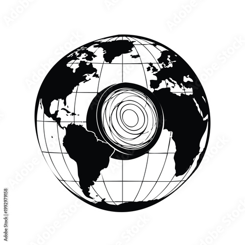 Globe silhouette set bundle abstract earth spiral world map continental.