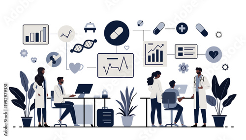 A modern illustration depicts a woman carefully tending to a large houseplant. The image evokes a sense of tranquility and care, ideal for concepts of