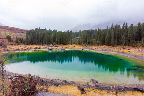 Lago di Carezza in Val di Fassa in Trentino Alto Adige.La leggenda di Ondina e l’arcobaleno.